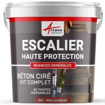 Arcane Industries - Béton Ciré Escalier - Complet primaire et vernis de finition - En neuf ou rénovation Airelles Rouge - 10 m² (en 2 couches) - 