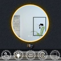 Ocean Sanitaire - 3 Couleurs 80cm Miroir Rond Salle De Bain Anti-buée Led