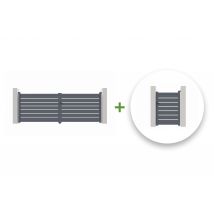 Casanoov - Portail Battant 4m Vogel H.140cm + Portillon 1m Vogel H.140cm Aluminium Gris