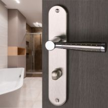 Ouvre & Deco - 2 Poignées De Porte Casual Condamnation, Aluminium Nickel Mat Entraxe 195 Mm, Salle De Bain Wc