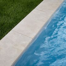 Margelle De Piscine Pierre Naturelle Atlas Beige 61x33x3cm Bord Droit (à L'unité) - Ro'ma Nature