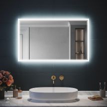 Sirhona Miroir Led Salle De Bain Avec Éclairage, Miroir Lumineux Salle De Bain Anti-buée,100x60cm