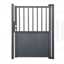 Clotures Et Occultation - Portillon aluminium semi ajouré Haut 120 x Larg 100 cm - Gris 7016 - Vendu avec 2 poteaux
