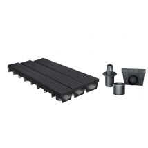 Pack De 3 : Caniveau Extérieur Avec Grille Passerelle Polyamide Classe B125 Meapark - Caniveaux Pour Terrasse, Piscine, Jardin -largeur Utile 10cm