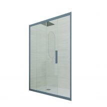 Porta doccia scorrevole 150 CM H 200 Vetro Trasparente Profilo Blu Navy mod. Deco