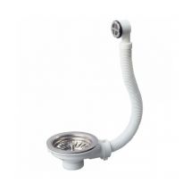 Bonde à panier pour évier 1 bac Ø90 mm (grès, synthèse, inox) avec trop-plein