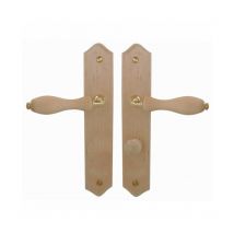 Ensemble de 2 poignées de porte Bois brut - sur plaque - condamnation