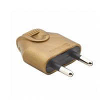 Fiche mâle 2P 6A doré