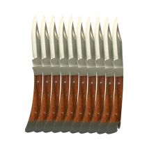 10 couteaux lame 65mm pliant manche en bois