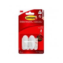 Crochet plastique avec languettes adhésives - petit modèle - x2 3M Command
