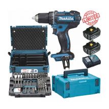 Perceuse visseuse Makita 18V 62Nm DDF482 + 2 batt 5 Ah + coffret 66 accessoires MAKPAC B-43044 MAKITA Edition Limitée