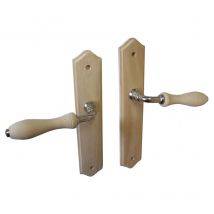 Ensemble de poignées de porte bois brut - sans trou - 195mm