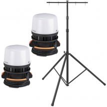 Pack 2 Projecteurs de chantier LED portable 360° ORUM 8001 M 100W 8050lm + Trépied télescopique BRENNENSTUHL
