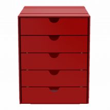Inos Kastenset C4, Farbe rubinrot, Unterteilung 5 schalen, geschlossen