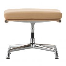 EA223 Soft Pad Chair Hocker, Leder/Rückseite Plano 72/88 snow / weiss, Untergestell poliert 1, Gleiter gleiter für teppichböden