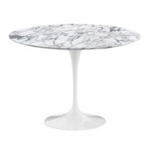 Tulip Saarinen Tisch, Tischfuss weiss rilsan, Tischplatte laminat weiss f2, Durchmesser 137 cm