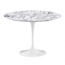 Tulip Saarinen Tisch, Tischfuss schwarz rilsan, Tischplatte akrylstein weiss, Durchmesser 120 cm