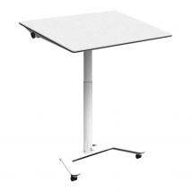 Dinamica Solo Sitz-/Stehtisch, Tischplattenbreite 800 mm, Tischplattentiefe 600 mm, Tischplatte kunstharz staubgrau, Untergestell weiss