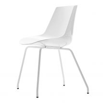 Flow Chair 4 Füsse Stuhl, Schale weiss f006, Stoffbezug ohne, Strukturausführung lackiert matt weiss x053