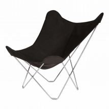 Canvas Mariposa Butterfly Chair Leinen-Sessel, Bezug leinen, black, Gestell stahl, chrom