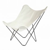 Canvas Mariposa Butterfly Chair Leinen-Sessel, Bezug leinen, off white, Gestell stahl, schwarz