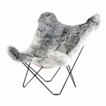 Iceland Mariposa Grey Sheepskin Butterfly Chair Fell-Sessel, Felllänge shorn - kurz, Gestell stahl, schwarz