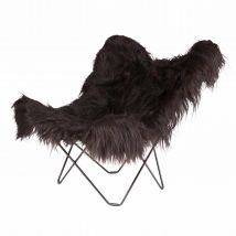 Iceland Mariposa Sheepskin Butterfly Chair Fell-Sessel, Bezug fell, white, Felllänge shorn - kurz, Gestell stahl, schwarz
