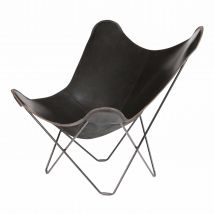 Pampa Mariposa Butterfly Chair Leder-Sessel, Bezug leder, black, Gestell stahl, schwarz