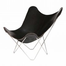 Pampa Mariposa Butterfly Chair Leder-Sessel, Bezug leder, black, Gestell stahl, chrom