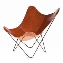 Pampa Mariposa Butterfly Chair Leder-Sessel, Bezug leder, montana, Gestell stahl, schwarz