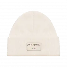 Beanie mit Patch mit Umschlag und Label-Detail in ecru