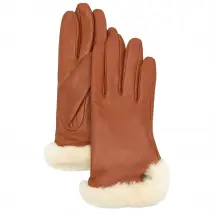 UGG Leather Sheepskin Vent Glove 21626-CHE, Damskie, Brązowe, rękawiczki, skóra naturalna, rozmiar: M