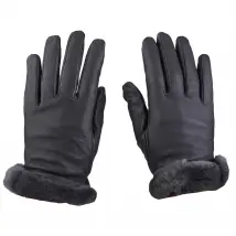 UGG Leather Sheepskin Vent Glove 21626-MTL, Damskie, Szare, rękawiczki, skóra licowa, rozmiar: S