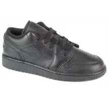 Air Jordan 1 Low GS 553560-093, Dla chłopca, Czarne, buty sneakers, skóra licowa, rozmiar: 38,5