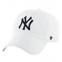 47 Brand New York Yankees MLB Clean Up Cap B-RGW17GWS-WHA, Męskie, Białe, czapki z daszkiem, bawełna, rozmiar: One size