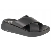FitFlop F-Mode Flatform FW5-090, Damskie, Czarne, klapki, skóra licowa, rozmiar: 36