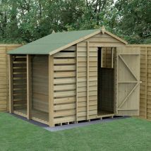 7' x 5' Forest 4Life 25yr Guarantee Overlap Pressure Treated Apex Wooden Shed with Logstore (2.18m x 2.31m)