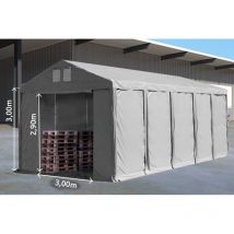 Tente de stockage 4 x 10 Qualité Pro XL en 3.00m hauteur de passage - Porte Fermeture Eclair