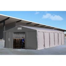 Tente de stockage 8 x 12 Qualité Pro XL en 3.00m hauteur de passage - Porte Coulissante avec fenêtres dans le toit