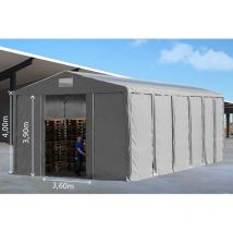 Tente de stockage 8 x 12 Qualité Pro XL en 4.00m hauteur de passage - Porte Coulissante avec fenêtres dans le toit