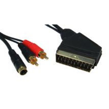 1.5m SCART Plug to 2x Phono plus S-Video