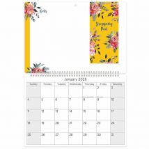 Flowers Memo Calendar & Shopping Pad 2026