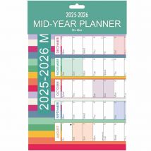 Rainbow Academic Yearly Foldout Mid-Year Wall Planner  2025 - 2026