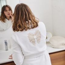 Peignoir femme coton col kimono Mon Ange - Couleur blanc - Taille M