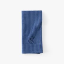 Torchon coton nid d'abeille Halfmoon indigo - Couleur bleu - 50 x 70 cm