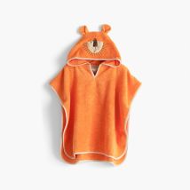 Poncho enfant coton bio à capuche Safari - Couleur orange - Taille 06/08 ans