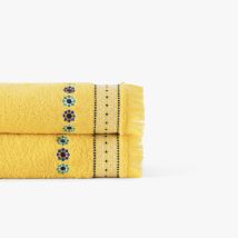 Drap de bain coton Jardin M jaune solaire - Couleur jaune - 70 x 120 cm