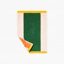 Serviette invité coton double face Lysiris vert et orange - Couleur orange - 30 x 50 cm