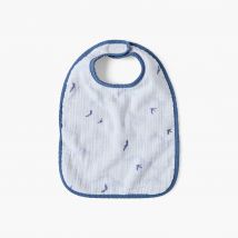 Bavoir double face coton et gaze de coton Lino encre - Couleur bleu - 27 x 40 cm
