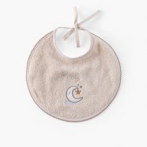 Mini bavoir coton bio Bienvenue naturel - Couleur beige - 22 x 30 cm